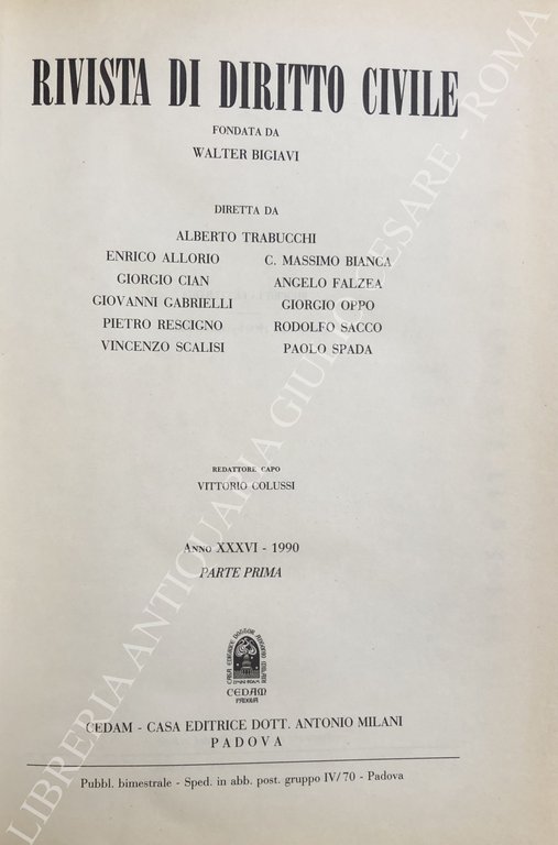 Rivista di diritto civile. Anno XXXVI - 1990 | Immagine Gallery 2