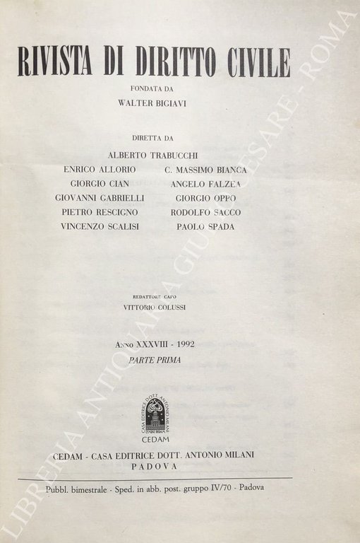 Rivista di diritto civile. Anno XXXVIII - 1992 | Immagine Gallery 2