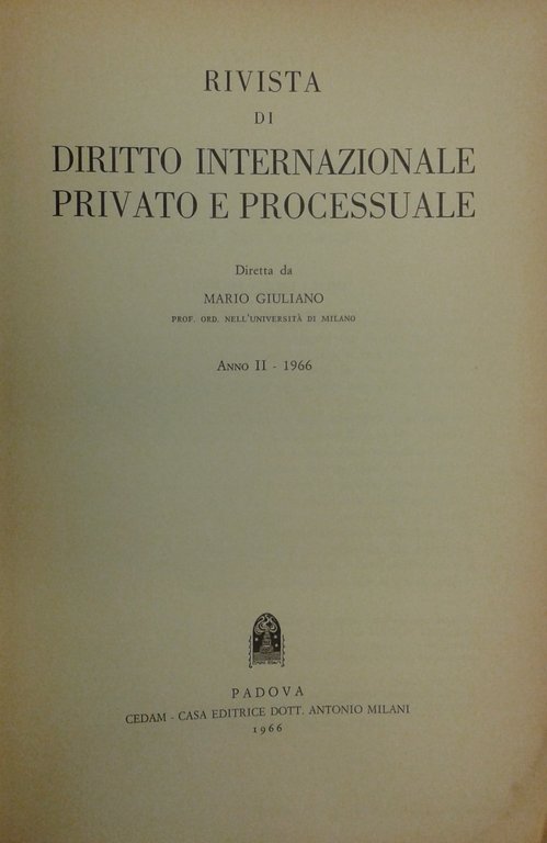Rivista di diritto internazionale privato e processuale. Diretta da Mario … | Immagine Gallery 2