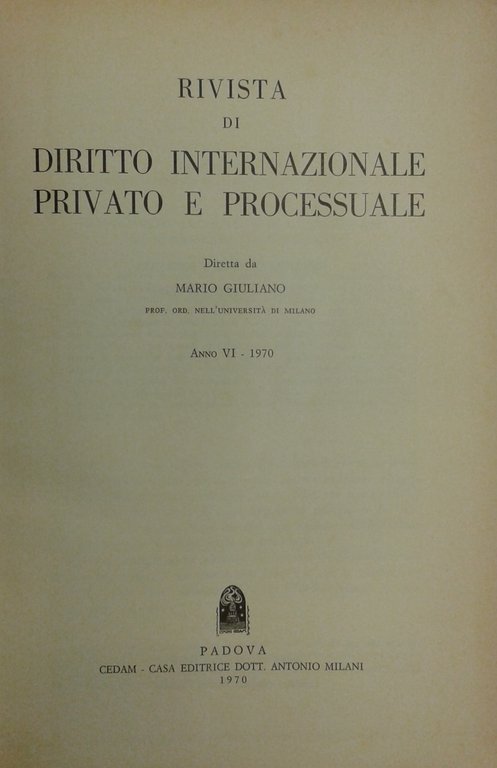 Rivista di diritto internazionale privato e processuale. Diretta da Mario … | Immagine Gallery 2