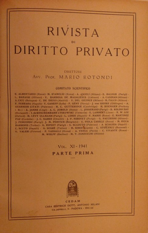 Rivista di diritto privato. Diretta da Mario Rotondi. Vol. XI … | Immagine Gallery 2