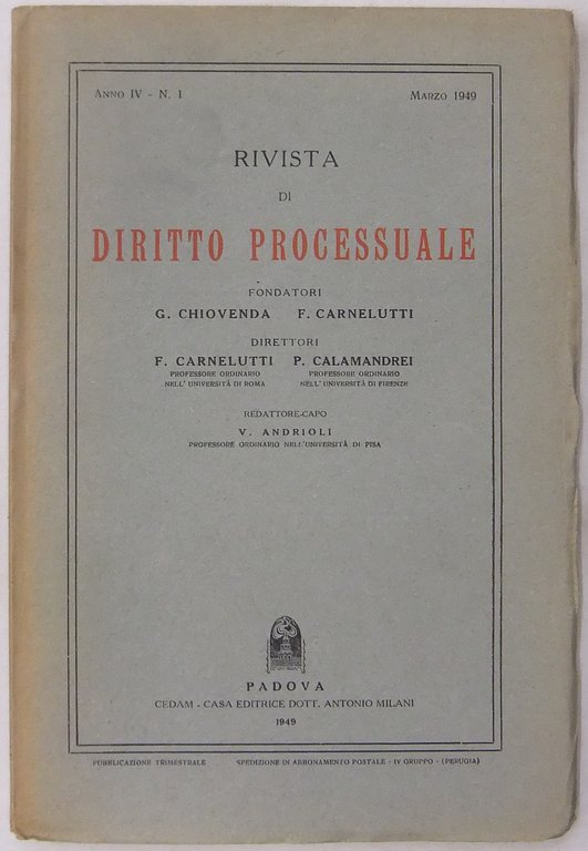 Rivista di Diritto Processuale. Annata 1949. Diretta da: Francesco Carnelutti, … | Immagine Gallery 2