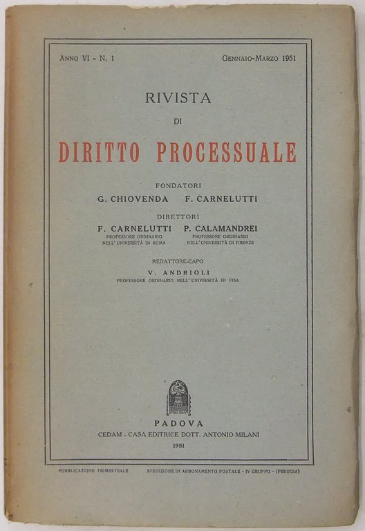 Rivista di Diritto Processuale. Annata 1951. Diretta da: Francesco Carnelutti, … | Immagine Gallery 2