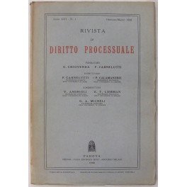 Rivista di Diritto Processuale. Annata 1958. Diretta da: Francesco Carnelutti, Giuseppe Chiovenda, Piero Calamandrei, Enrico Tullio Liebman. Anno XIII (Seconda Serie)