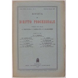Rivista di Diritto Processuale. Annata 1967. Diretta da: Francesco Carnelutti, Giuseppe Chiovenda, Piero Calamandrei, Enrico Tullio Liebman. Anno XXII (Seconda Serie)