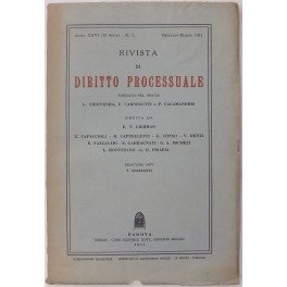Rivista di Diritto Processuale. Annata 1971. Diretta da: Francesco Carnelutti, …