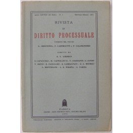 Rivista di Diritto Processuale. Annata 1973. Diretta da: Francesco Carnelutti, …