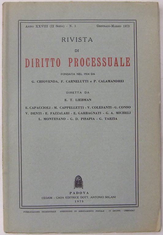 Rivista di Diritto Processuale. Annata 1973. Diretta da: Francesco Carnelutti, … | Immagine Gallery 2