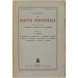 Rivista di Diritto Processuale. Annata 1977. Diretta da: Francesco Carnelutti, Giuseppe Chiovenda, Piero Calamandrei, Enrico Tullio Liebman. Anno XXXII (Seconda Serie)