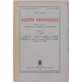 Rivista di Diritto Processuale. Annata 1984. Diretta da: Francesco Carnelutti, Giuseppe Chiovenda, Piero Calamandrei, Enrico Tullio Liebman. Anno XXXIX (Seconda Serie)