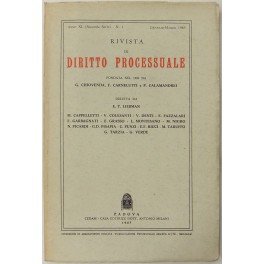 Rivista di Diritto Processuale. Annata 1985. Diretta da: Francesco Carnelutti, Giuseppe Chiovenda, Piero Calamandrei, Enrico Tullio Liebman. Anno XL (Seconda Serie)