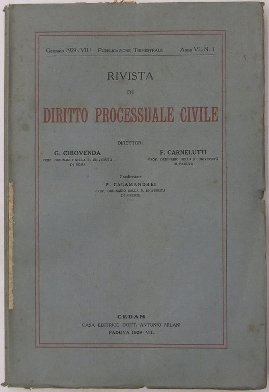 Rivista di Diritto Processuale Civile. Annata 1929. Diretta da: Francesco … | Immagine Gallery 2