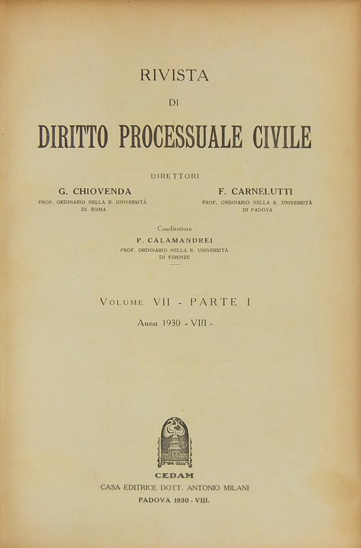 Rivista di Diritto Processuale Civile. Annata 1930. Diretta da: Francesco … | Immagine Gallery 2