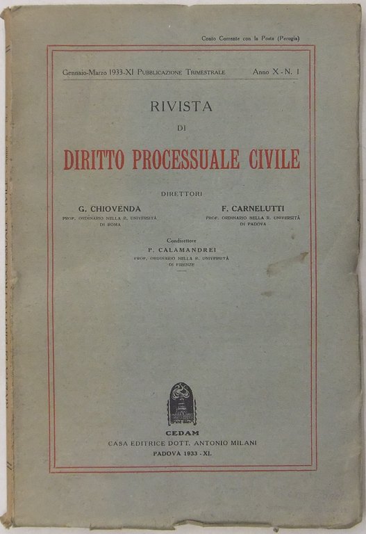 Rivista di Diritto Processuale Civile. Annata 1933. Diretta da: Francesco … | Immagine Gallery 2