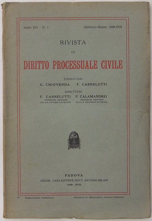 Rivista di Diritto Processuale Civile. Annata 1939. Diretta da: Francesco … | Immagine Gallery 2