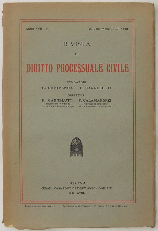 Rivista di Diritto Processuale Civile. Annata 1940. Diretta da: Francesco … | Immagine Gallery 2