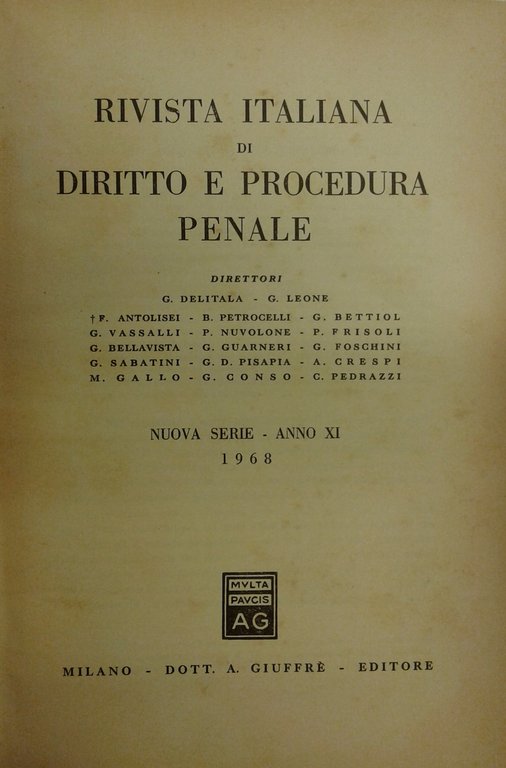 Rivista italiana di diritto e procedura penale. Diretta da G. … | Immagine Gallery 2