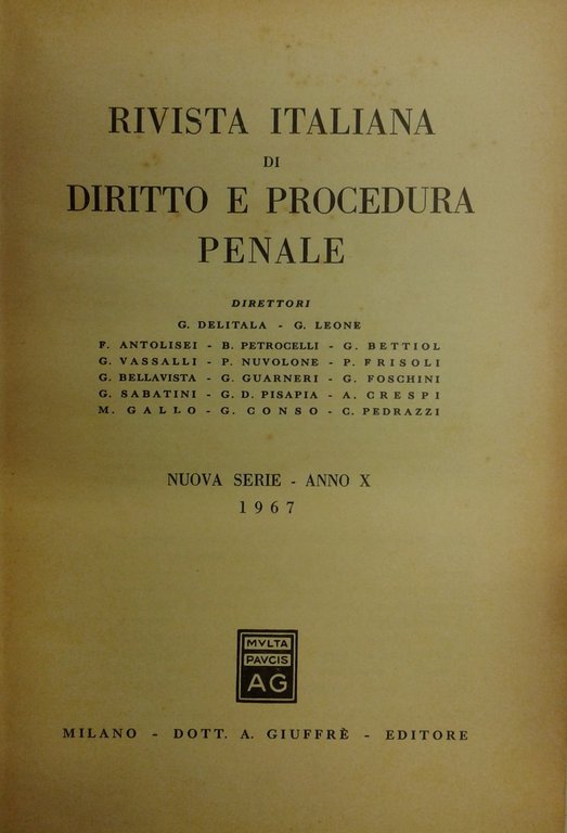 Rivista italiana di diritto e procedura penale. Diretta da G. … | Immagine Gallery 2