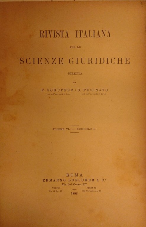 Rivista italiana per le scienze giuridiche. Vol. VI - 1888 | Immagine Gallery 2