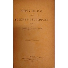 Rivista italiana per le scienze giuridiche. Vol. VIII - 1889