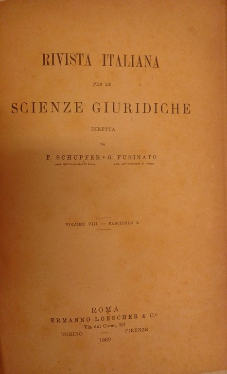 Rivista italiana per le scienze giuridiche. Vol. VIII - 1889 | Immagine Gallery 2