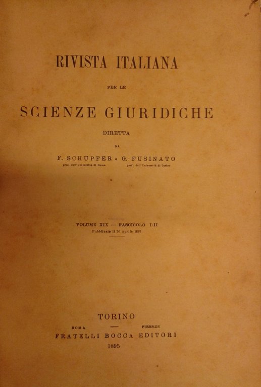 Rivista italiana per le scienze giuridiche. Vol. XIX - 1895 | Immagine Gallery 2