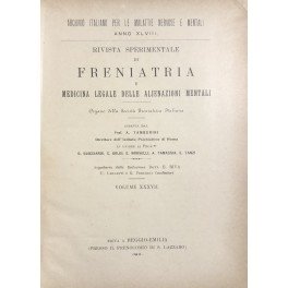Rivista sperimentale di freniatria e di medicina legale delle alienazioni …