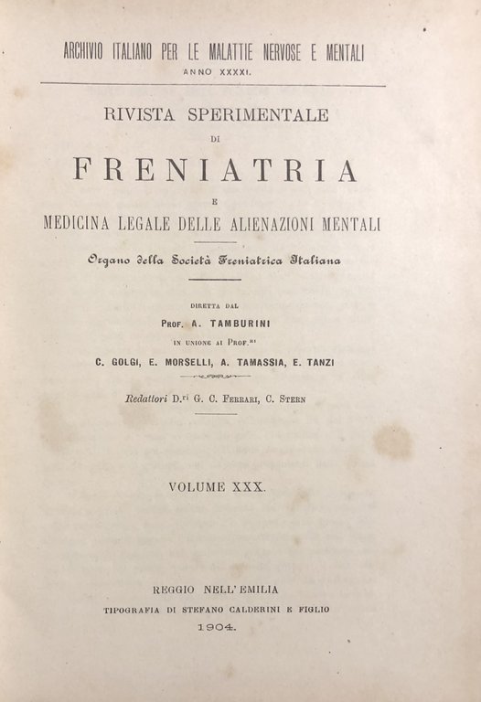 Rivista sperimentale di freniatria e di medicina legale delle alienazioni … | Immagine Gallery 3