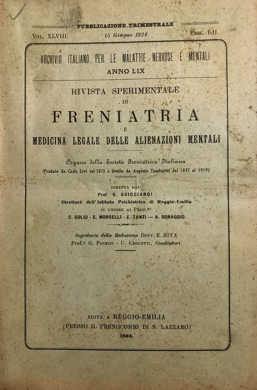 Rivista sperimentale di freniatria e di medicina legale delle alienazioni … | Immagine Gallery 3