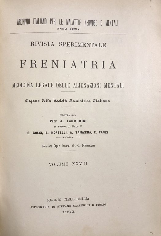 Rivista sperimentale di freniatria e di medicina legale delle alienazioni … | Immagine Gallery 3