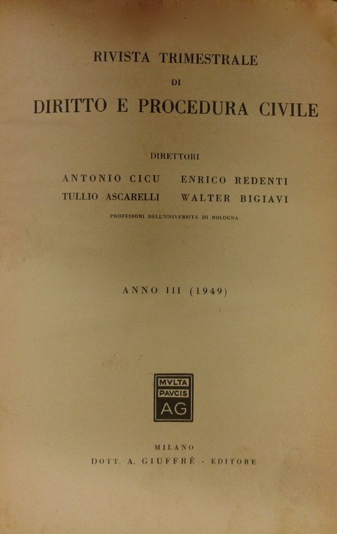 Rivista trimestrale di diritto e procedura civile. Diretta da: Antonio … | Immagine Gallery 2
