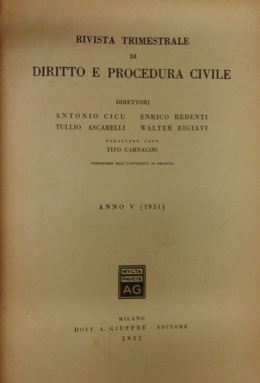 Rivista trimestrale di diritto e procedura civile. Diretta da: Antonio … | Immagine Gallery 2