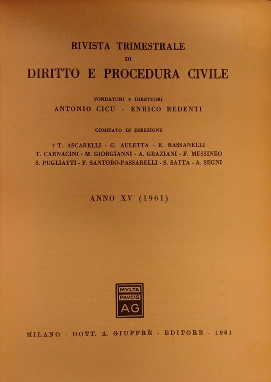 Rivista trimestrale di diritto e procedura civile. Fondata da: A. … | Immagine Gallery 2
