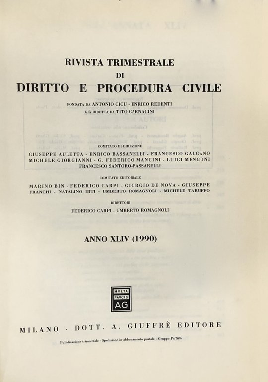 Rivista trimestrale di diritto e procedura civile. Fondata da: A. … | Immagine Gallery 2