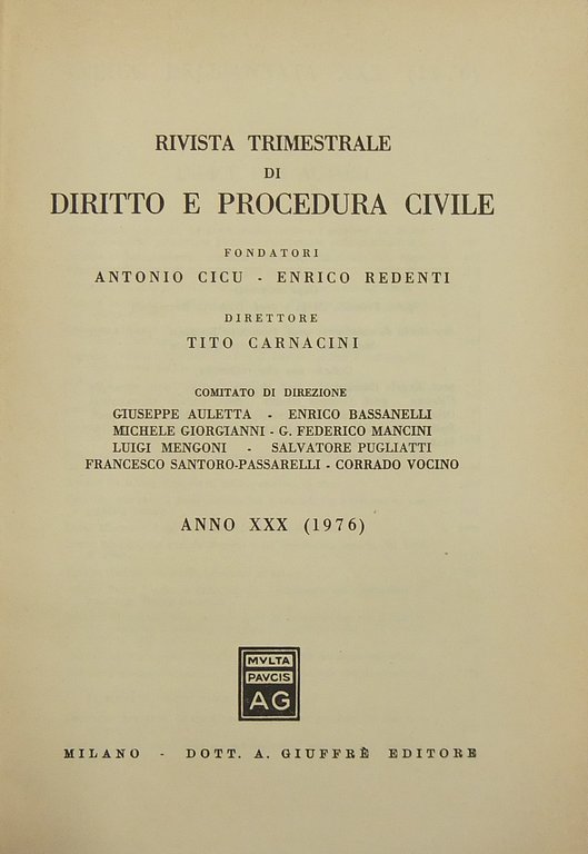 Rivista trimestrale di diritto e procedura civile. Fondata da: A. … | Immagine Gallery 2