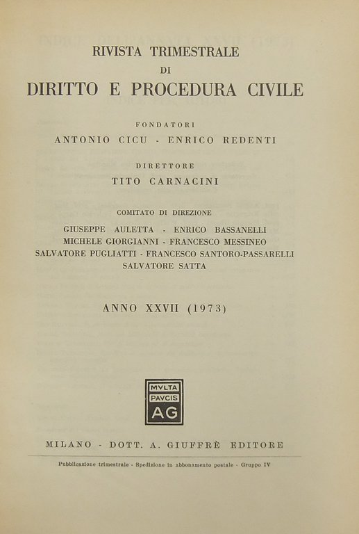 Rivista trimestrale di diritto e procedura civile. Fondata da: A. … | Immagine Gallery 2