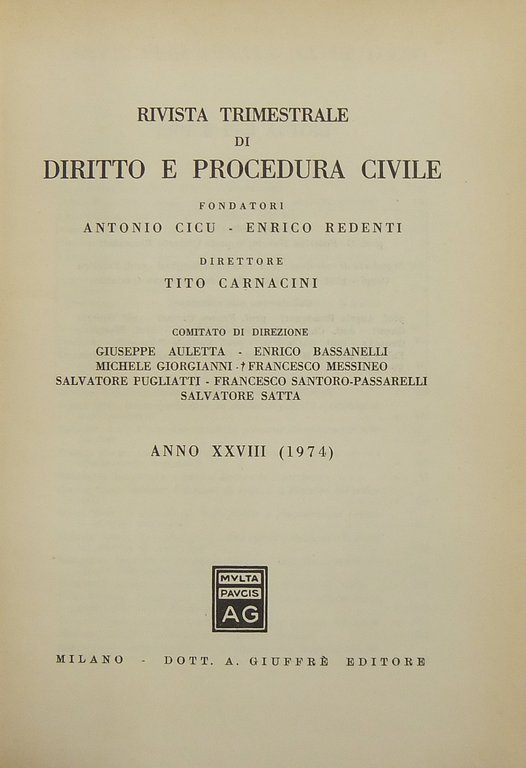 Rivista trimestrale di diritto e procedura civile. Fondata da: A. … | Immagine Gallery 2
