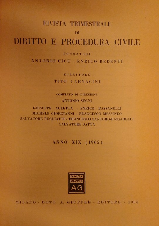 Rivista trimestrale di diritto e procedura civile. Fondata da: A. … | Immagine Gallery 2