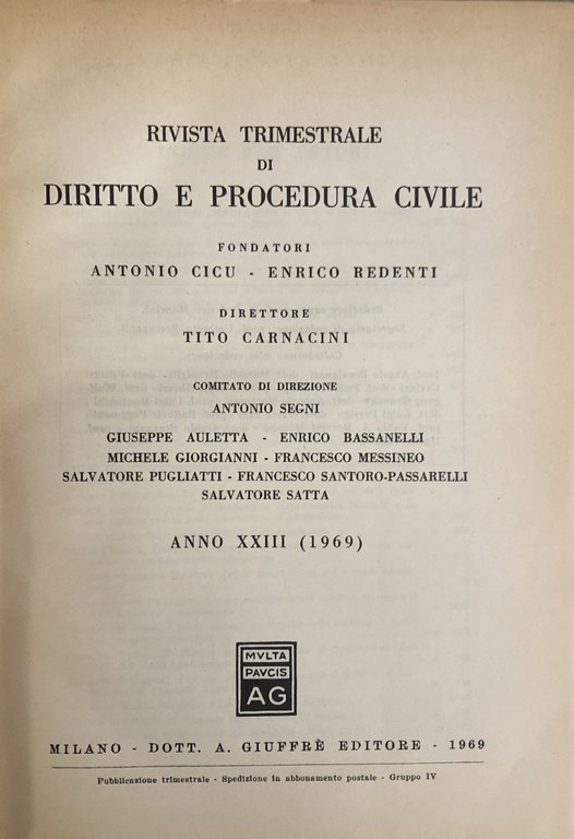 Rivista trimestrale di diritto e procedura civile. Fondata da: A. … | Immagine Gallery 2
