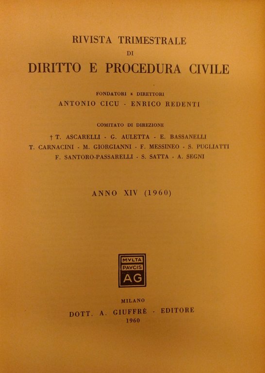Rivista trimestrale di diritto e procedura civile. Fondata da: A. … | Immagine Gallery 2