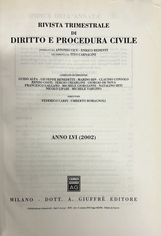 Rivista trimestrale di diritto e procedura civile. Fondata da: A. … | Immagine Gallery 2