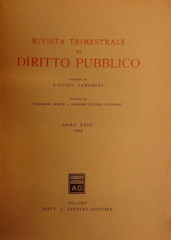 Rivista trimestrale di diritto pubblico. Fondata da Guido Zanobini. Diretta … | Immagine Gallery 2