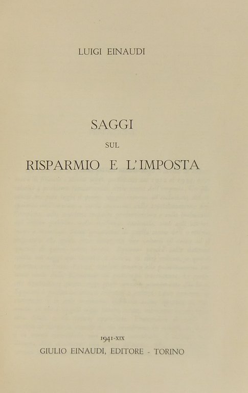Saggi sul risparmio e l'imposta | Immagine Gallery 2