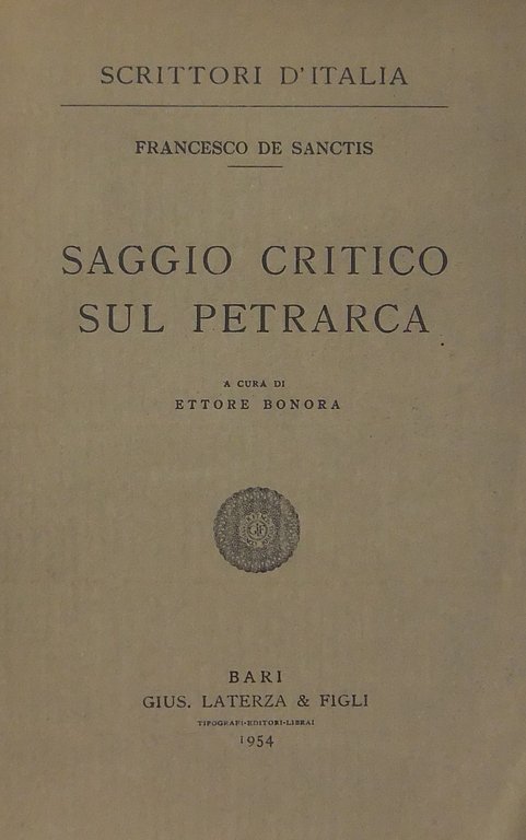 Saggio critico sul Petrarca. A cura di Ettore Bonora | Immagine Gallery 2
