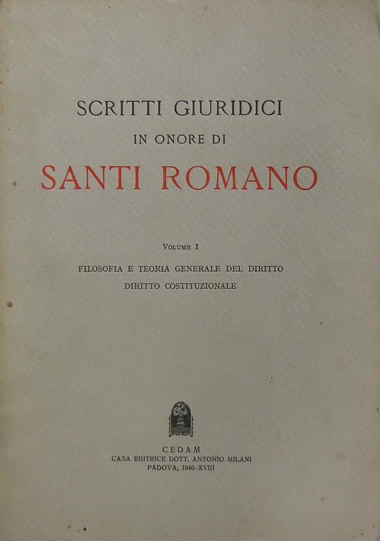Scritti giuridici in onore di Santi Romano. Vol. I - … | Immagine Gallery 2