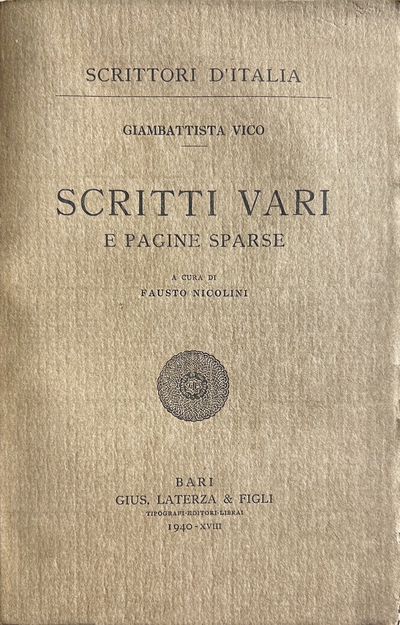 Scritti vari e pagine sparse. A cura di Fausto Nicolini | Immagine principale