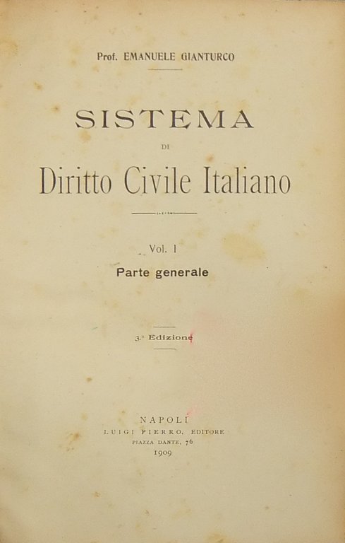 Sistema di Diritto Civile Italiano. Vol. I - Parte generale … | Immagine Gallery 2