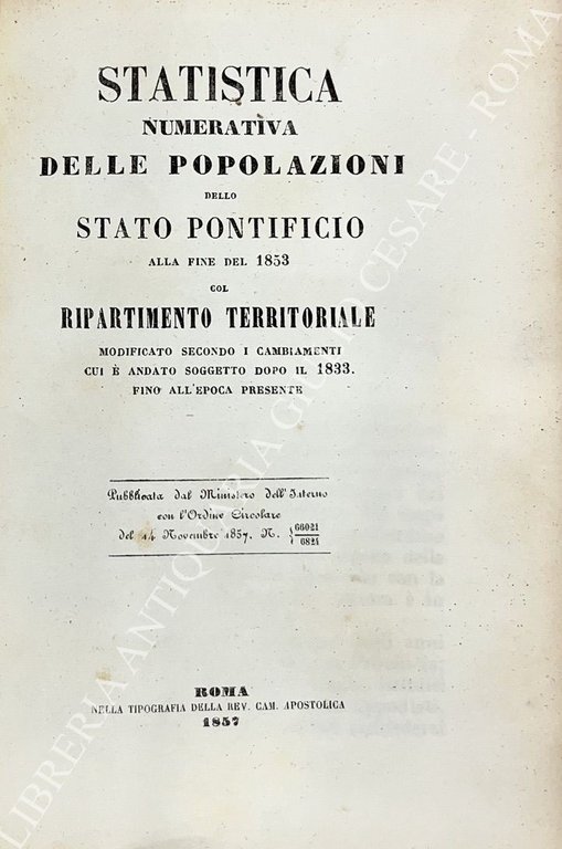 Statistica numerativa delle popolazioni dello Stato Pontificio alla fine del … | Immagine Gallery 2