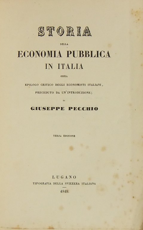 Storia della economia pubblica in Italia ossia epilogo critico degli … | Immagine Gallery 2