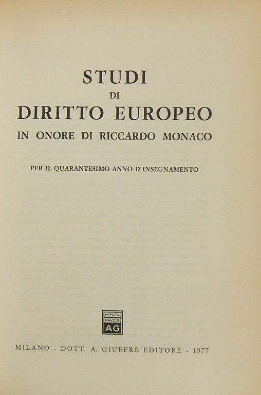 Studi di diritto europeo in onore di Riccardo Monaco per … | Immagine Gallery 2